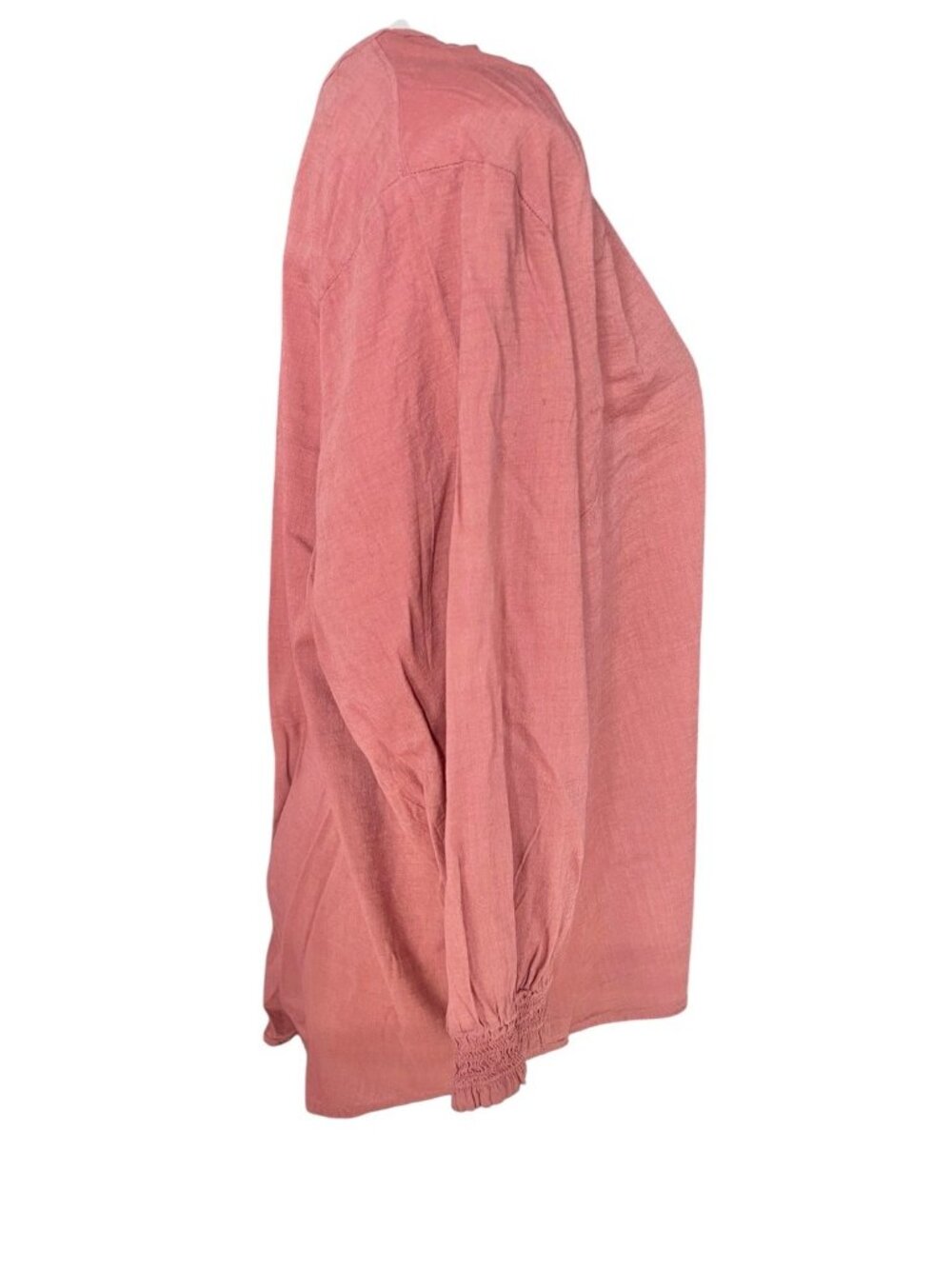 SonomaTop Womens 2X Dark Peach Long Sleeve Button Front Cotton/Rayon Peasant - Picture 3 of 8